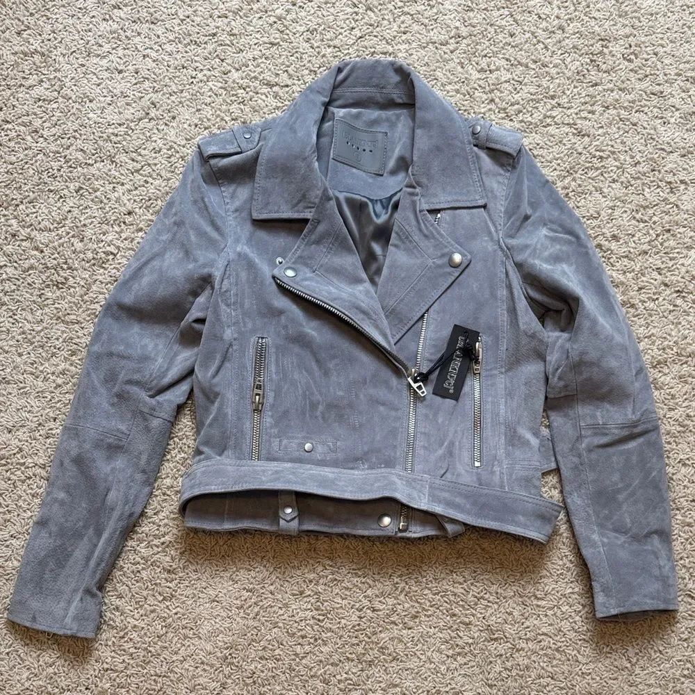 BlankNYC Suede Moto Jacket Grey NWT Womens Size Small
